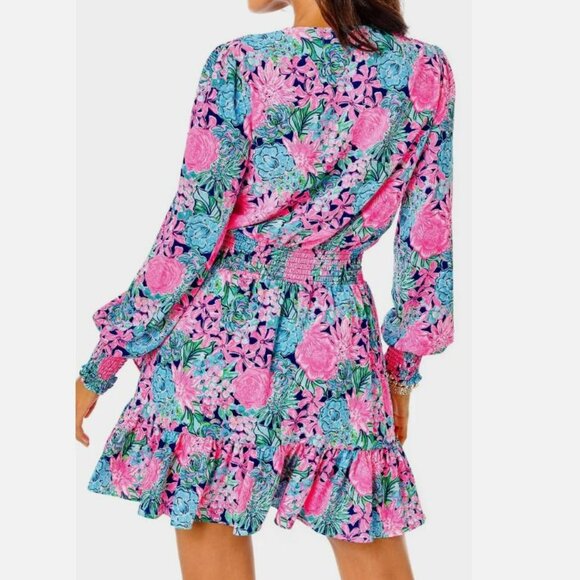 Lilly Pulitzer Cristiana Dress Oyster Bay Navy Always Be Blooming - Picture 4 of 16